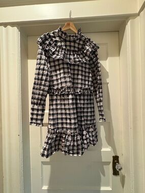 Ganni pink plaid dress (charron mini dress)